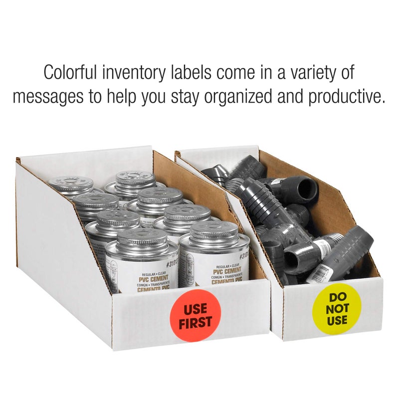Tape Logic 2' Circle Label  Partial'  Fluorescent Yellow  Roll of 500 Stickers  for Inventory Control and Warehouse Organization - Image 5